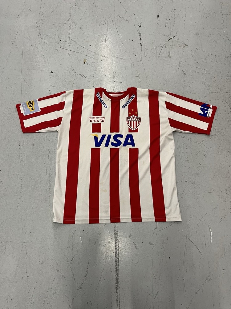 Vtg Club Necaxa Home Visa Victoria Mexican Soccer League Jersey Mens Red White