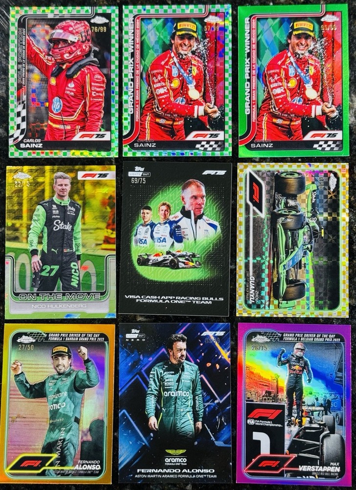 2025 Topps Chrome Formula 1 F1 Color Parallel Lot #/99 #/75 #/50 Sainz Alonso