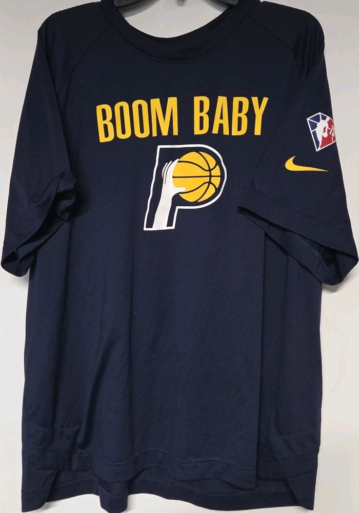Nike DRI-FIT Indiana Pacers BOOM BABY T-shirt, NBA 75 Years Logo, Men XL