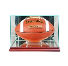 New F/S Glass Rectangle Football Display Case UV Walnu Molding FREE SHIPPIN