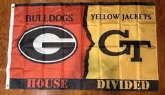 Georgia Bulldogs Tech Yellow Jackets House Divided 3 x 5 Flag Rivalry Gift Fan