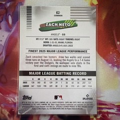 2026 Topps Finest Zach Neto Green Refractor /99 #38 RC Logo Error? 12/99 Angels