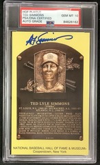 Ted Simmons Signed Gold HOF Plaque Postcard Yellow PSA/DNA Auto Gem 10 TB