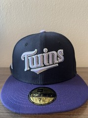 Minnesota Twins New Era 59FIFTY Fitted Hat 7 1/8 Black Purple 40th Year Patch