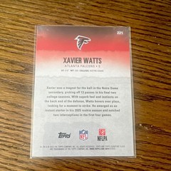 Topps 2025 Signature Class Rookies Xavier Watts Falcons RC #221 NFL Card