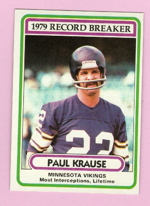 1980 Topps Record Breaker Paul Krause #4 Minnesota Vikings