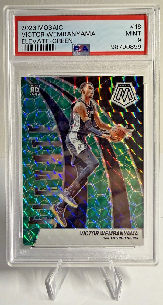 2023 Mosaic Victor Wembanyama Wemby Elevate Green RC PSA 9 Rookie #18 Spurs