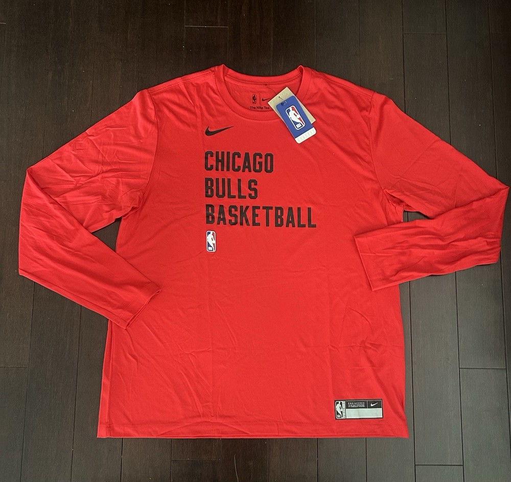 Chicago Bulls Nike Legend On-Court Shooting Long Sleeve Shirt Size XL Mens