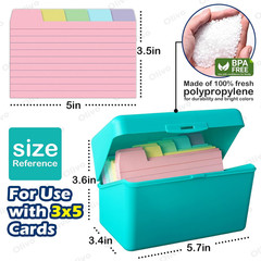 3X5 Index Card Holder Box with 100 Cards Dividers Tabs 3″X 5″, Teal