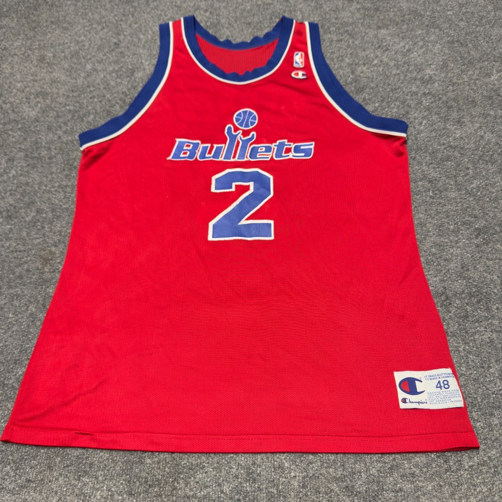 Vintage Chris Webber Washington Bullets Champion Jersey 48 XL Michigan Fab 5 USA