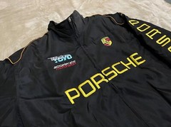 Unisex Adult Racing Black Jacket Embroidered Patches Cotton Padded Porsche M-2XL