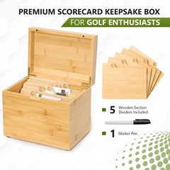 Golf Storage Box Golf Gifts – Golf Scorecard Collection Box with 5 Wooden Div…