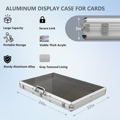 Card Display Case Large Aluminum 34″ L X 22″ W, Lockable Trading Card Case with