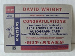 David Wright 2023 Topps Archives 1957 Hit Stars On-Card Auto New York Mets