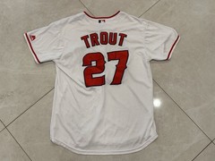 Majestic MLB Los Angeles Angels Mike Trout 27 White Jersey (Men’s Size Large)