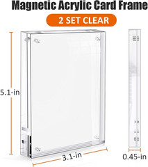Acrylic Card Frame, Magnetic Trading Card Display Frames Desktop Display – 2 Set